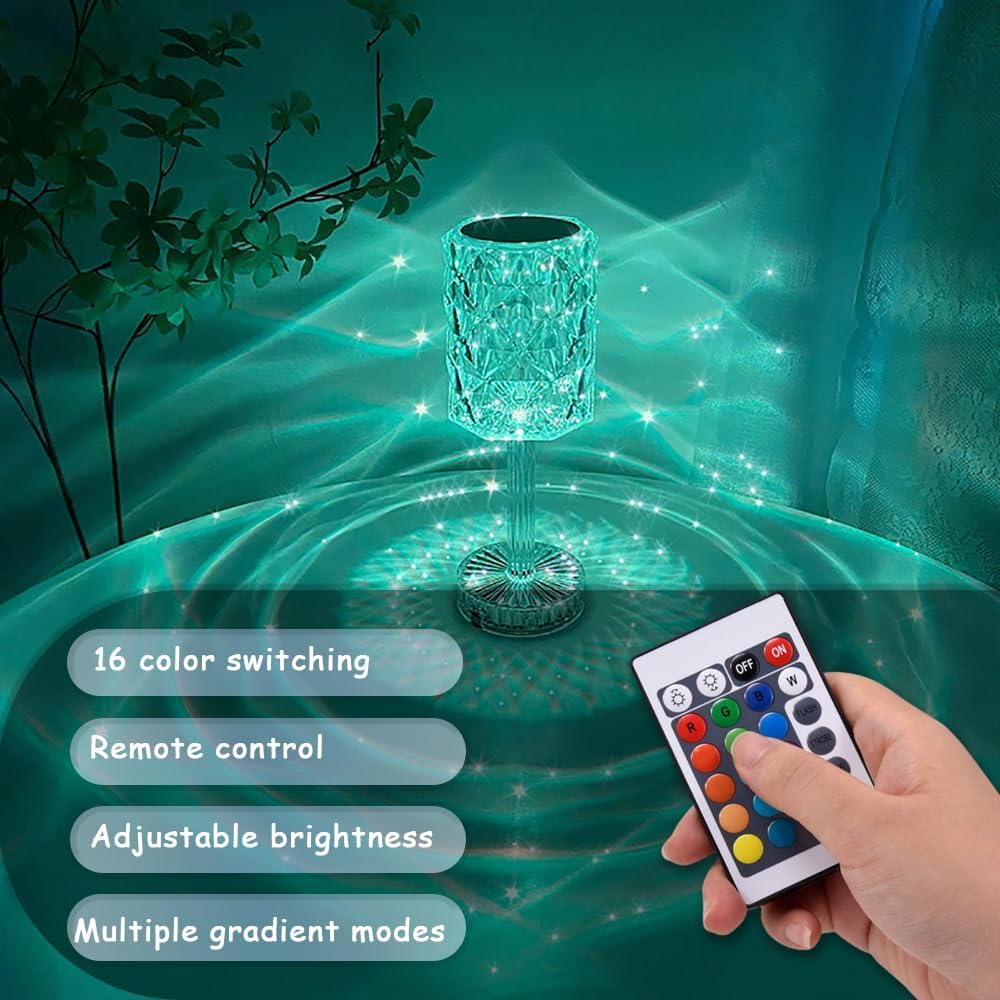 Rose Diamond Lamp with 16 Colors - Touch & Remote Control