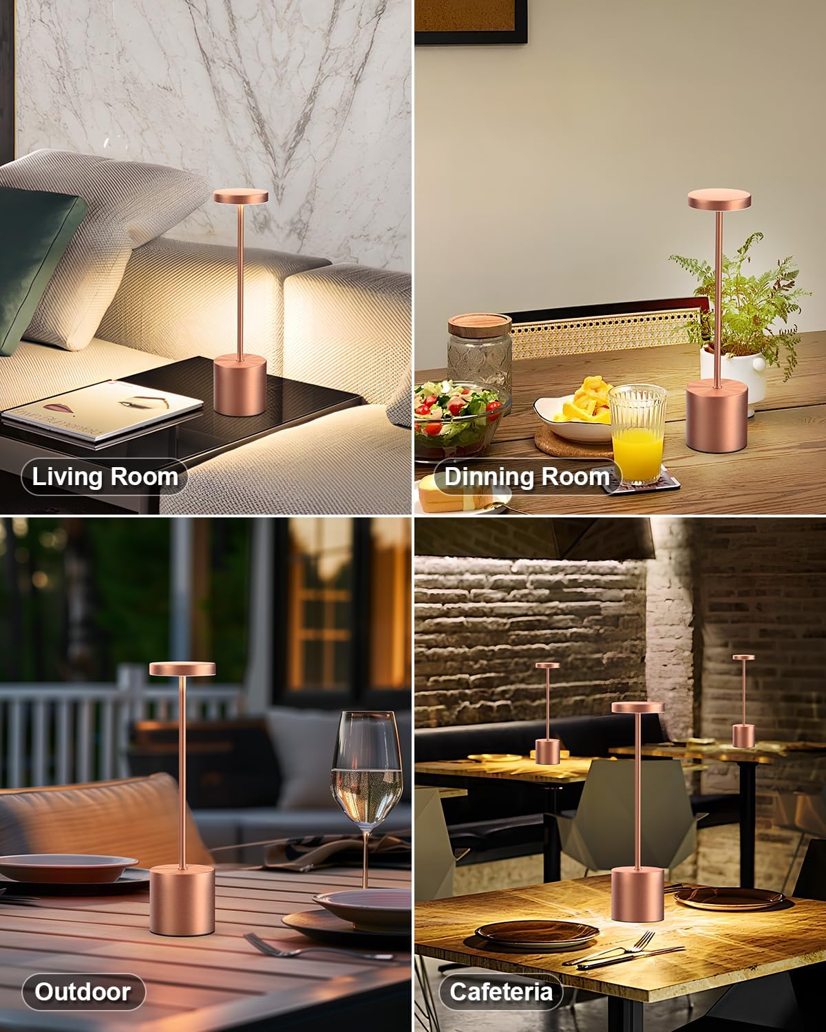 Wireless Table Lamp - Touch Lamp with 3 Light Modes