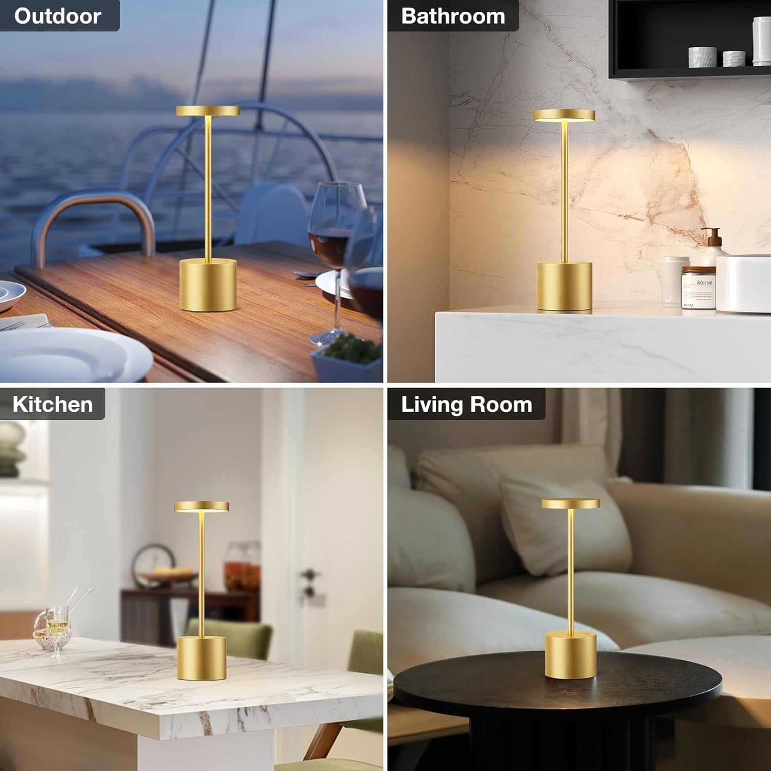 Wireless Table Lamp - Touch Lamp with 3 Light Modes