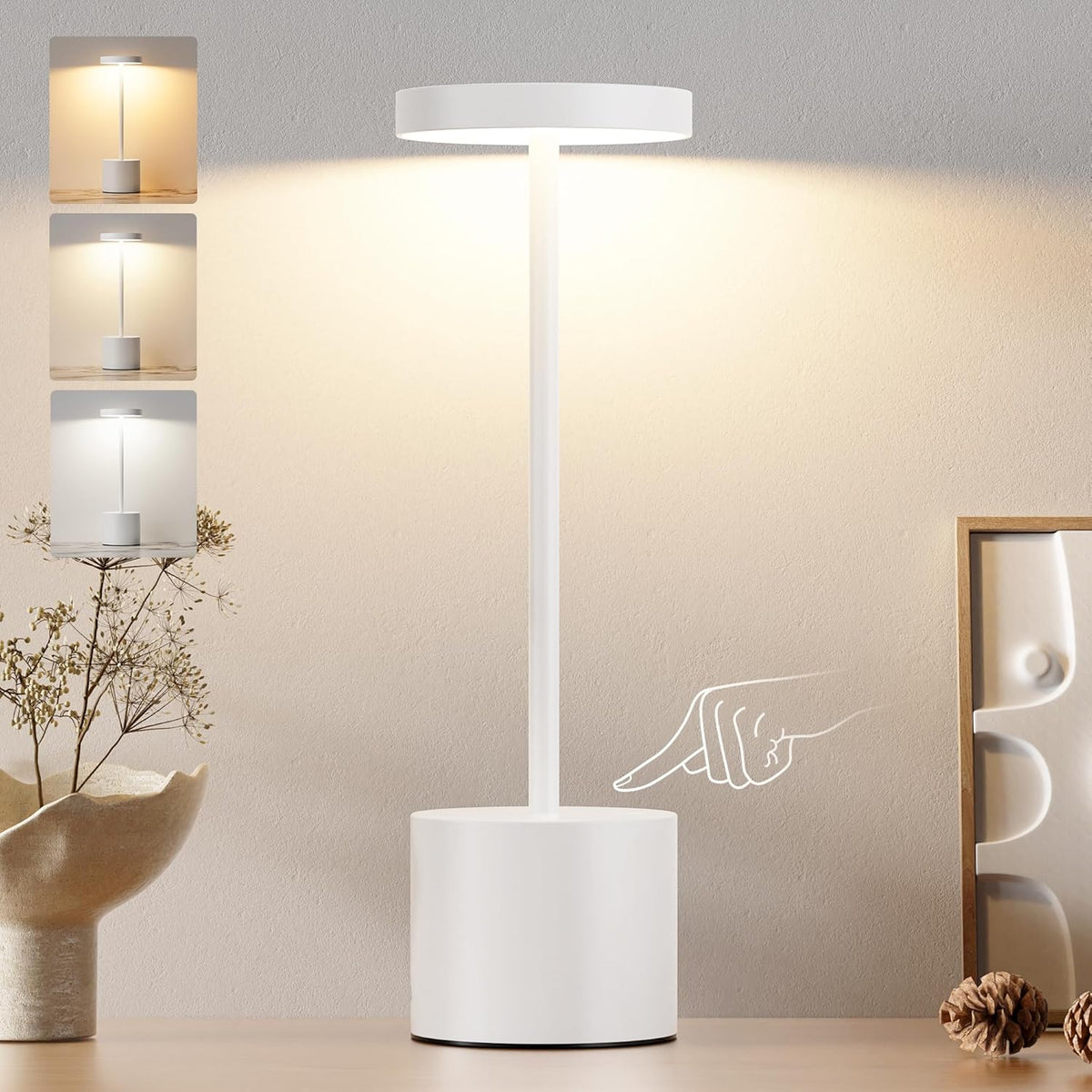Wireless Table Lamp - Touch Lamp with 3 Light Modes